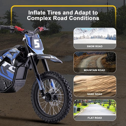 MotoTec 60v 2000w Pro Electric Dirt Bike Lithium Blue